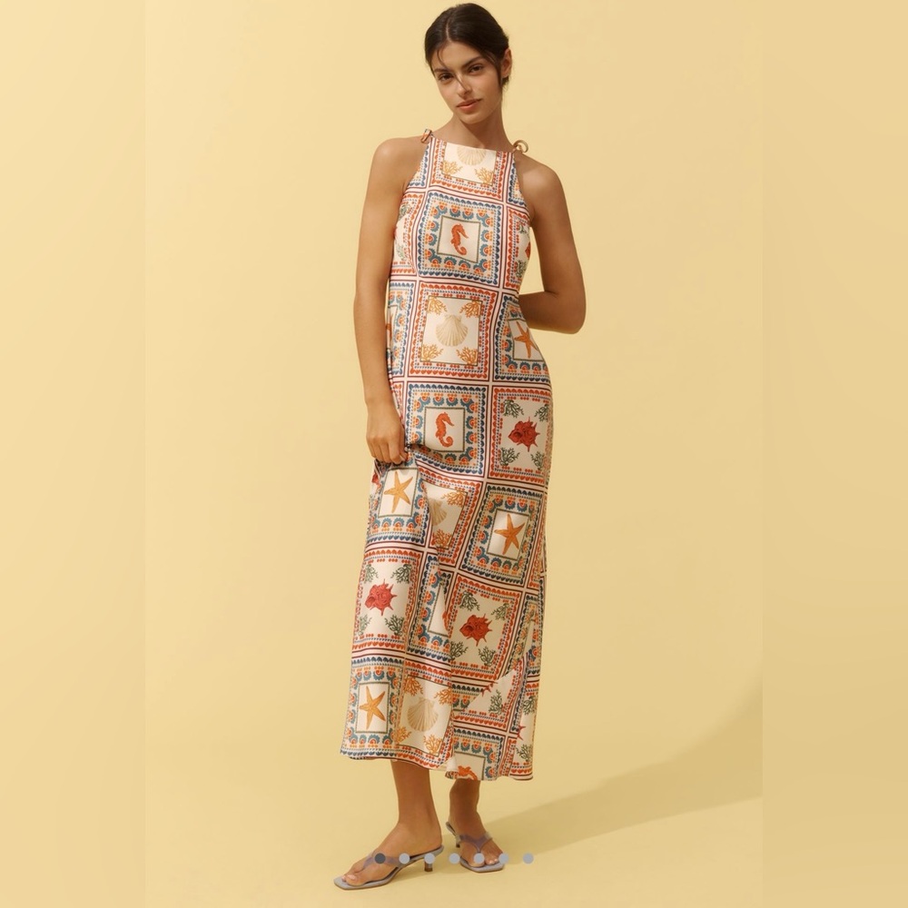 NWOT size Small Anthropologie Tie Neck Column Midi dress